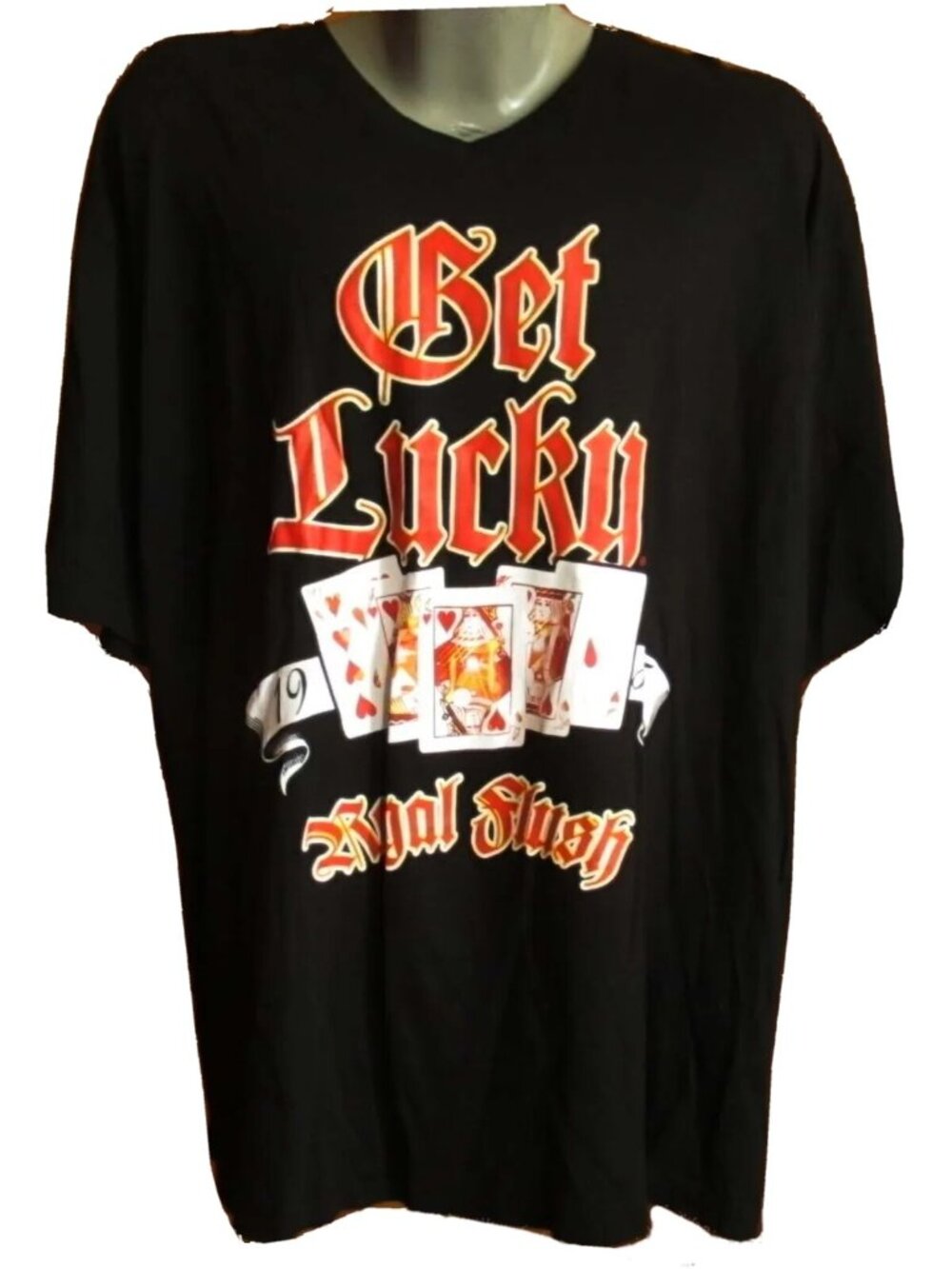 Vintage Y2K T-Shirt XL NEW Mens 90s GET LUCKY ROYAL FLUSH HIP HOP Graphic Tee